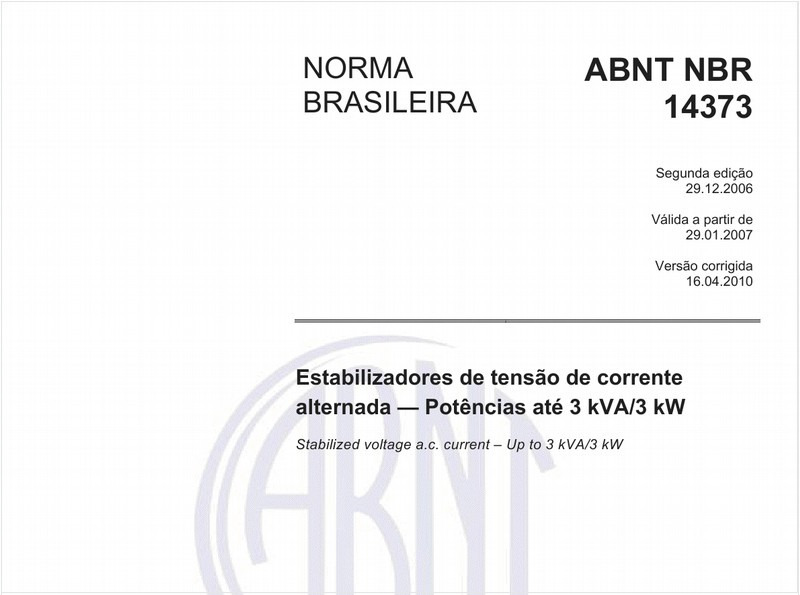 Estabilizadores de tensão de corrente alternada - Potência até 3 kVA/3 kW