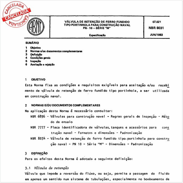 Válvula de retenção de ferro fundido tipo portinhola para construção naval - PN 10 - Série "M"