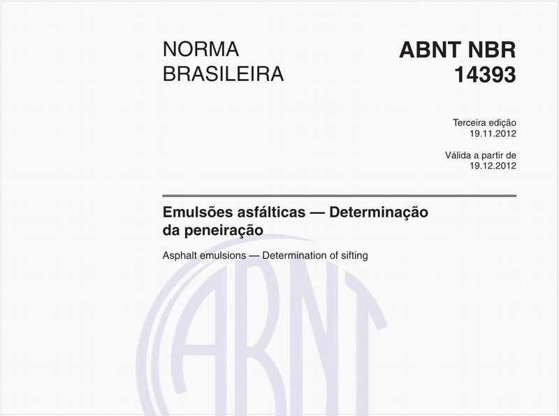 Emulsões asfálticas — Determinação da peneiração