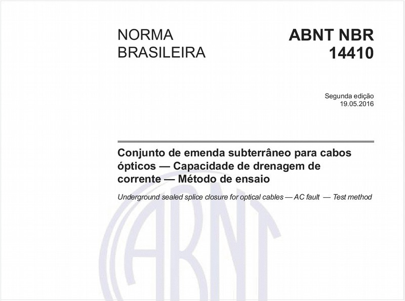 Conjunto de emenda subterrâneo para cabos ópticos - Capacidade de drenagem de corrente - Método de ensaio