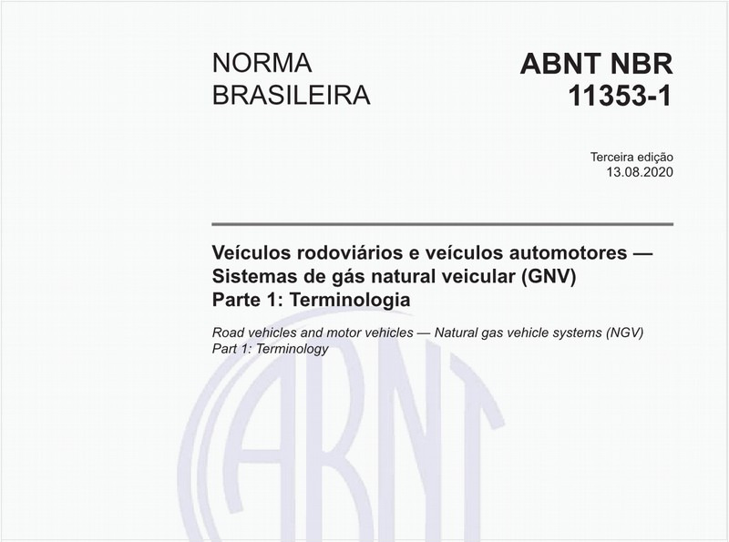 Veículos rodoviários e veículos automotores — Sistemas de gás natural veicular (GNV) - Parte 1: Terminologia