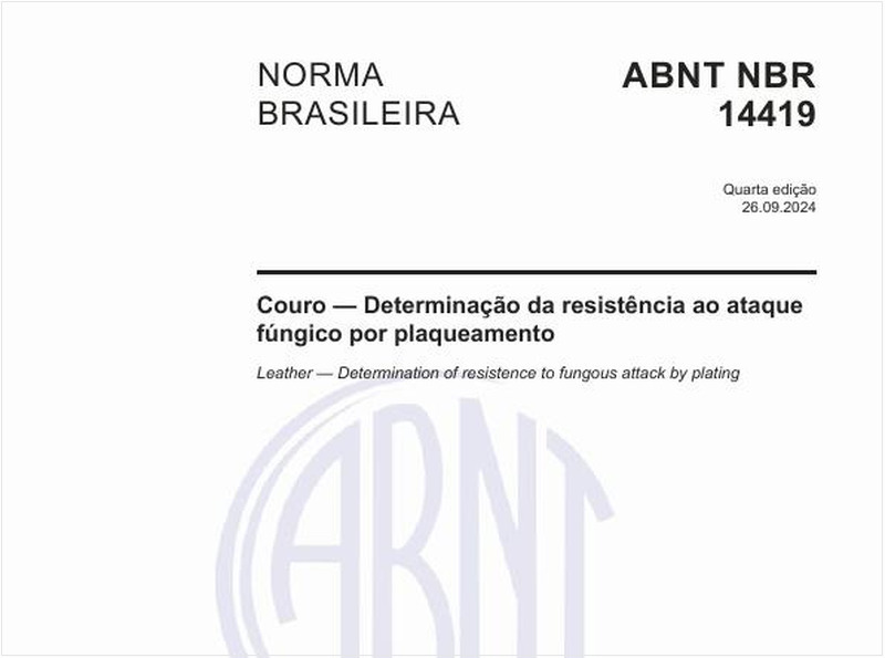 Couro — Determinação da resistência ao ataque fúngico por plaqueamento