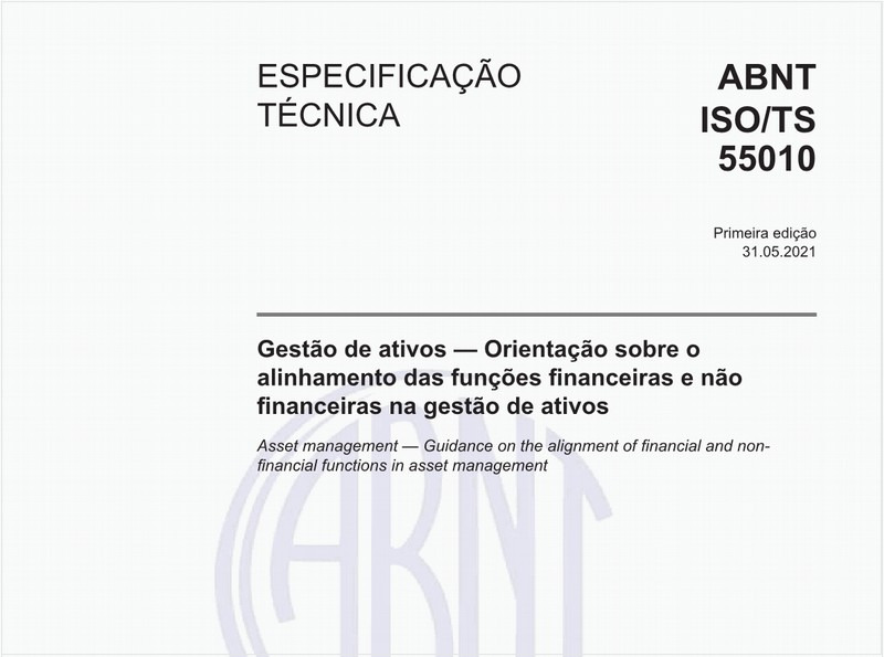 Gestão de ativos - Orientação sobre o alinhamento das funções financeiras e não financeiras na gestão de ativos