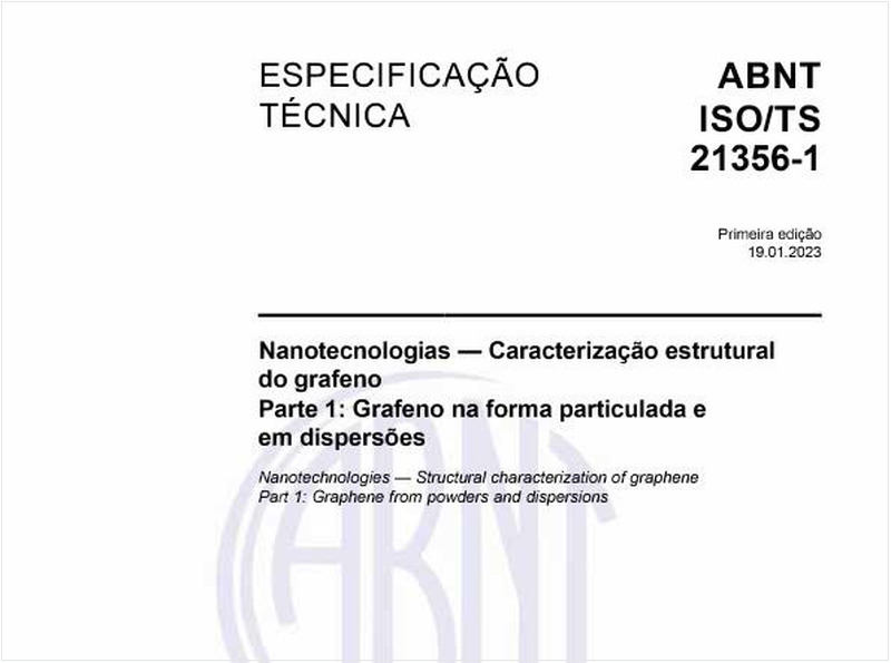 Nanotecnologias — Caracterização estrutural do grafeno Parte 1: Grafeno na forma particulada e em dispersões