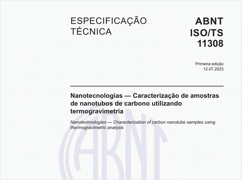 Nanotecnologias — Caracterização de amostras de nanotubos de carbono utilizando termogravimetria