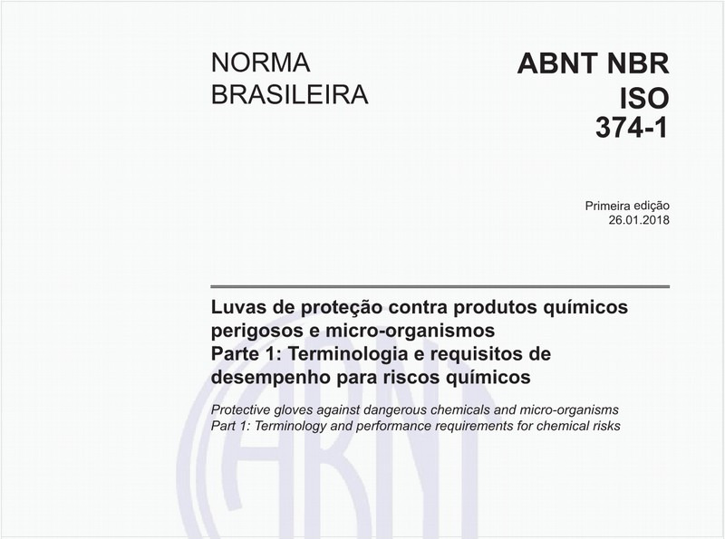 Luvas de proteção contra produtos químicos perigosos e micro-organismos - Parte 1: Terminologia e requisitos de desempenho para riscos químicos