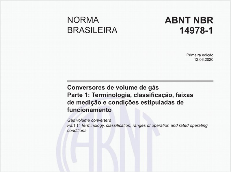 Conversores de volume de gás - Parte 1: Terminologia, classificação, faixas de medição e condições estipuladas de funcionamento