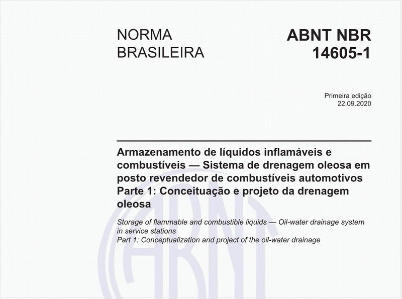 Armazenamento de líquidos inflamáveis e combustíveis - Sistema de drenagem oleosa em posto revendedor de combustíveis automotivos - Parte 1: Conceituação e projeto da drenagem oleosa