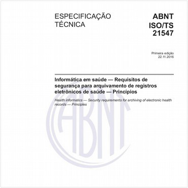 ABNT ISO/TS21547 de 11/2016