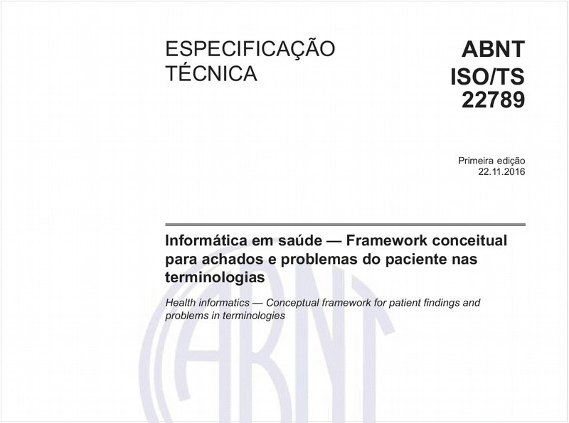 Informática em saúde - Framework conceitual para achados e problemas do paciente nas terminologias