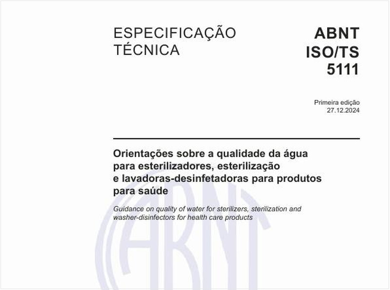 Orientações sobre a qualidade da água para esterilizadores, esterilização e lavadoras-desinfetadoras para produtos para saúde