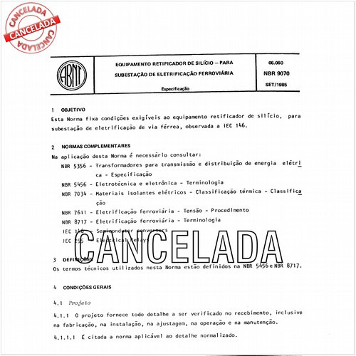 Equipamento retificador de silício para subestação de eletrificação ferroviária