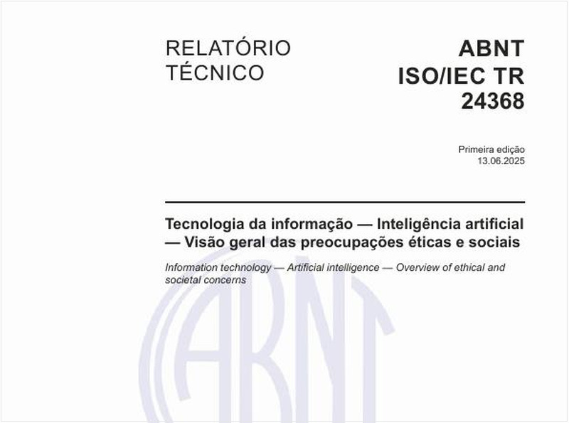 Tecnologia da informação — Inteligência artificial — Visão geral das preocupações éticas e sociais