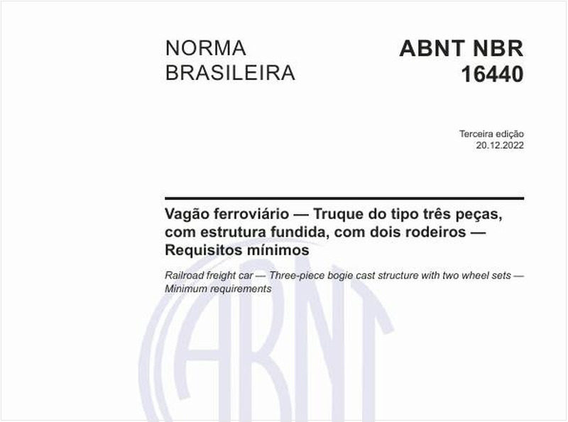Vagão ferroviário - Truque do tipo três peças, com estrutura fundida, com dois rodeiros - Requisitos mínimos