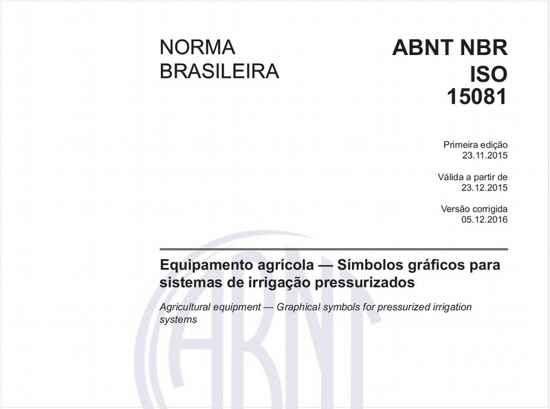 Equipamento agrícola - Símbolos gráficos para sistemas de irrigação pressurizados