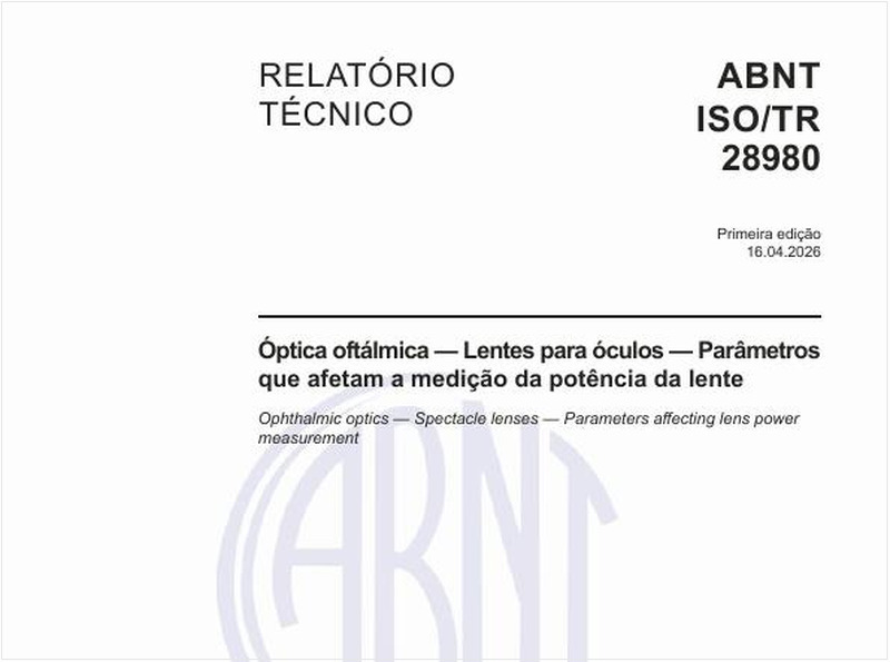Óptica oftálmica — Lentes para óculos — Parâmetros que afetam a medição da potência da lente