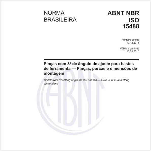 Pinças com 8º de ângulo de ajuste para hastes de ferramenta — Pinças, porcas e dimensões de montagem