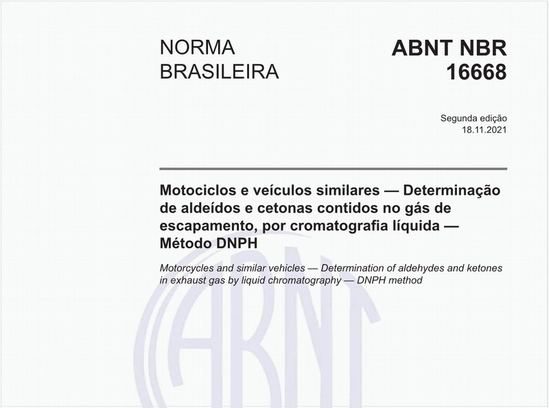 Motociclos e veículos similares — Determinação de aldeídos e cetonas contidos no gás de escapamento, por cromatografia líquida — Método DNPH