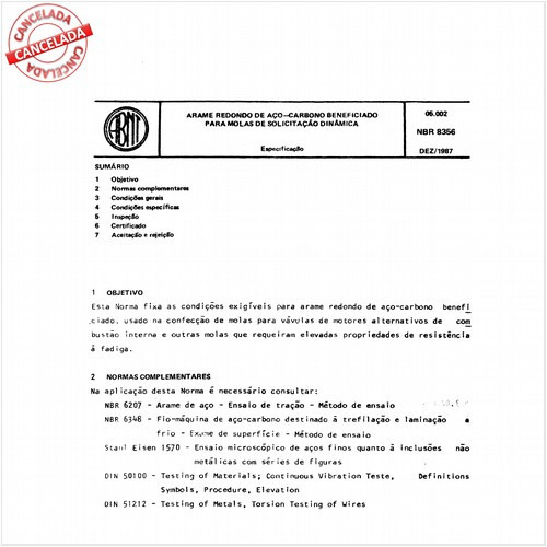 Arame redondo de aço-carbono beneficiado para molas de solicitação dinâmica