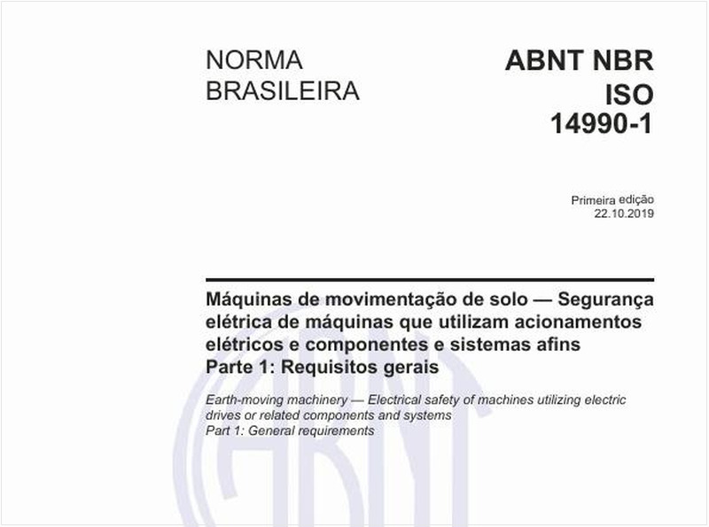 Máquinas de movimentação de solo — Segurança elétrica de máquinas que utilizam acionamentos elétricos e componentes e sistemas afins - Parte 1: Requisitos gerais