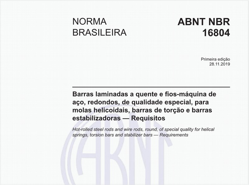 Barras laminadas a quente e fios-máquina de aço, redondos, de qualidade especial, para molas helicoidais, barras de torção e barras estabilizadoras - Requisitos