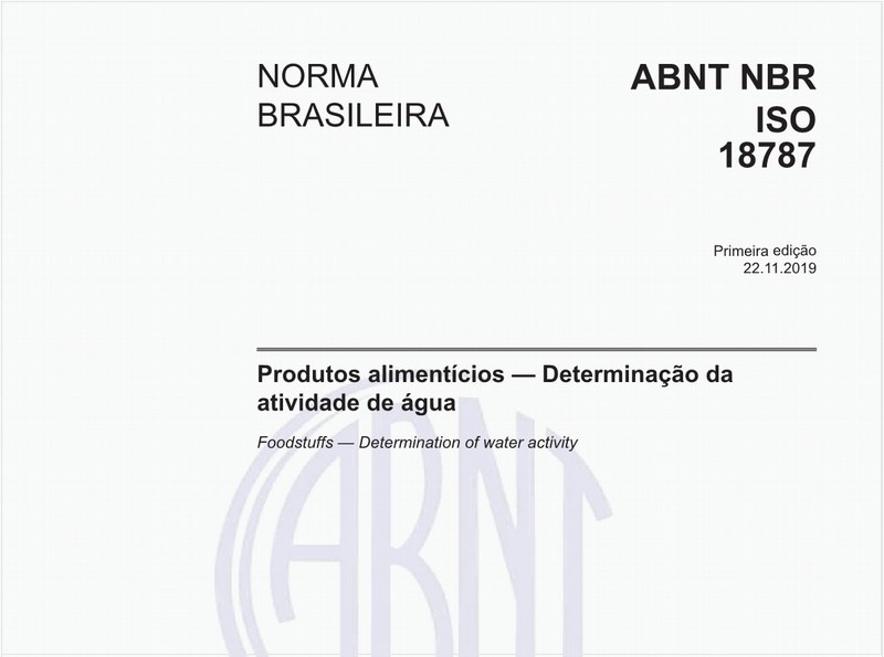 Produtos alimentícios — Determinação da atividade de água