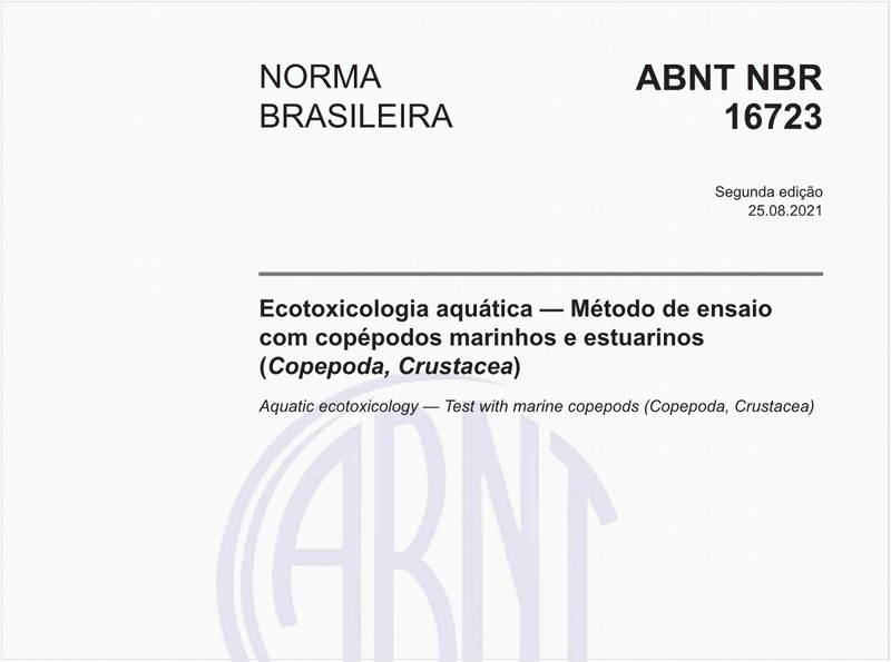 Ecotoxicologia aquática - Método de ensaio com copépodos marinhos e estuarinos (Copepoda, Crustacea)