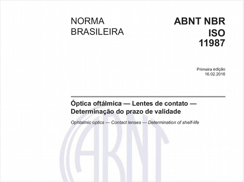 Óptica oftálmica — Lentes de contato — Determinação do prazo de validade