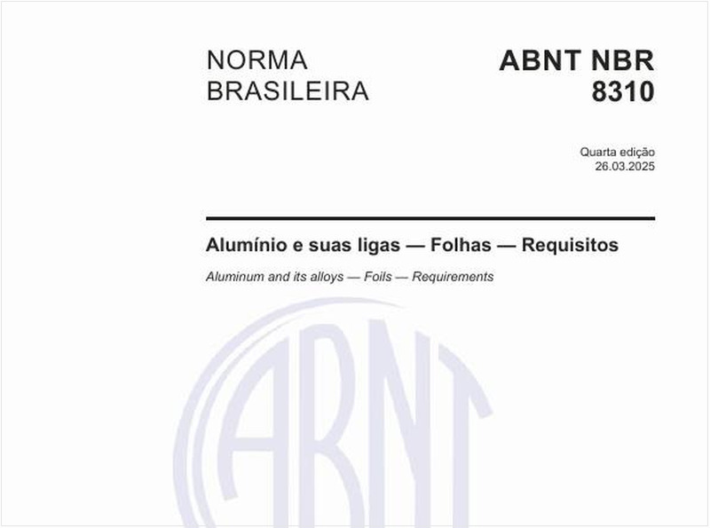 Alumínio e suas ligas — Folhas — Requisitos