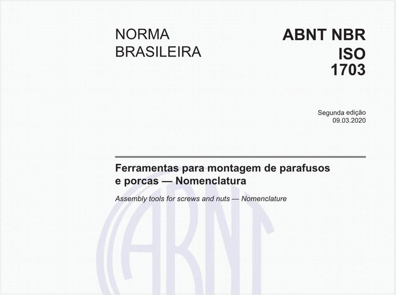 Ferramentas para montagem de parafusos e porcas — Nomenclatura