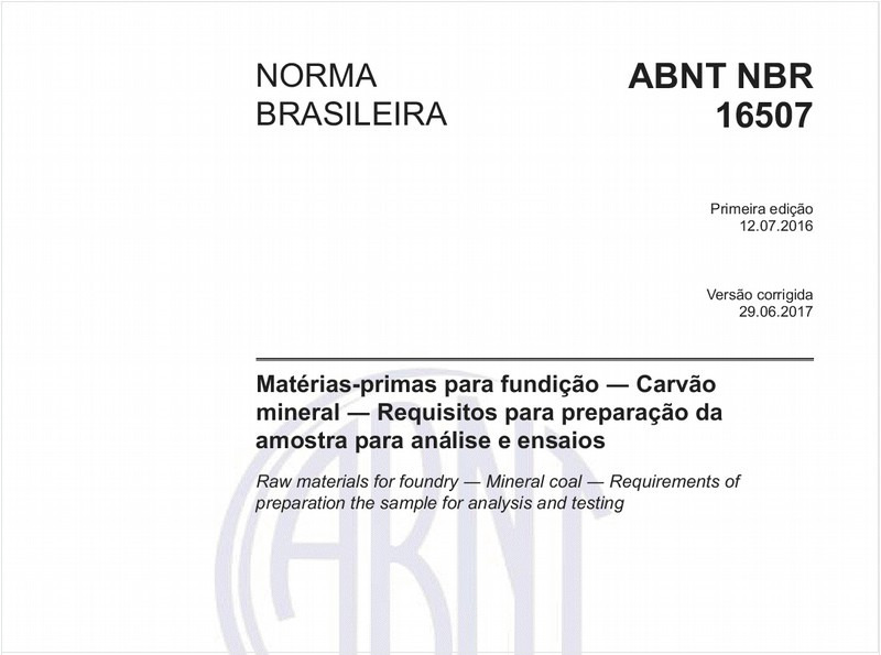 Preparação da amostra de carvão mineral para análise e ensaios - Procedimentos