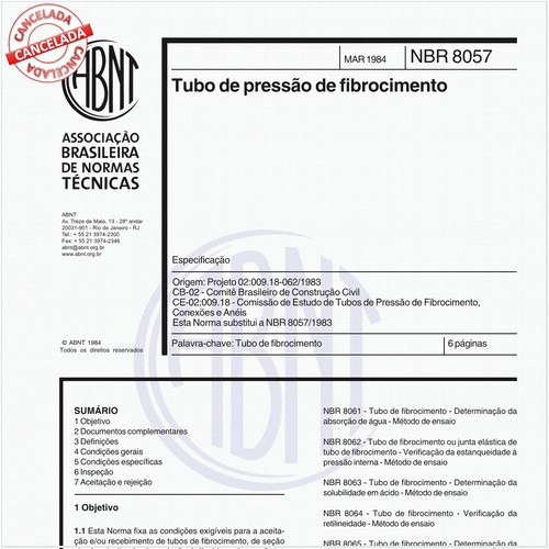 Tubo de pressão de fibrocimento