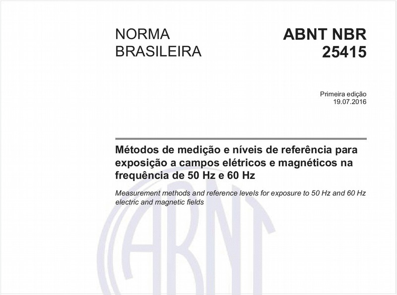 Métodos de medição e níveis de referência para exposição a campos elétricos e magnéticos na frequência de 50 Hz e 60 Hz