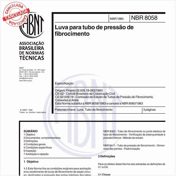 Luva para tubo de pressão de fibrocimento