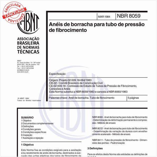 Anéis de borracha para tubo de pressão de fibrocimento