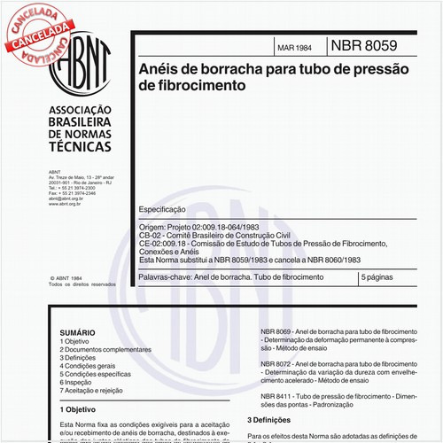 Anéis de borracha para tubo de pressão de fibrocimento