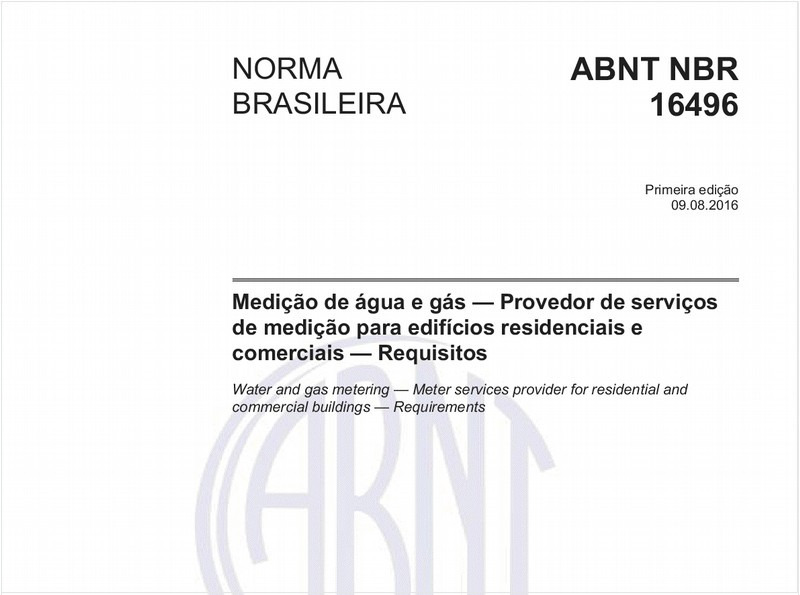 Medição de água e gás - Provedor de serviços de medição para edifícios residenciais e comerciais - Requisitos
