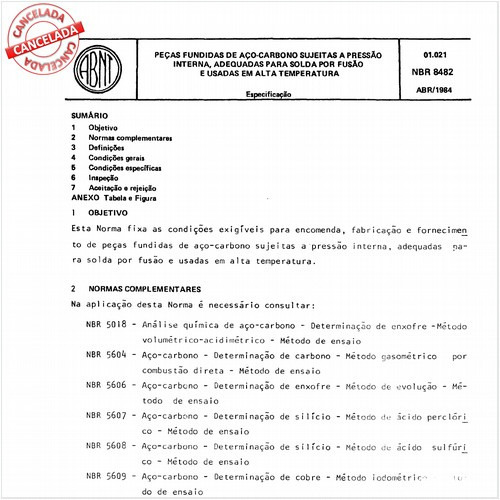 Peças fundidas de aço-carbono, sujeitas a pressão interna, adequadas para solda por fusão e usadas em alta temperatura