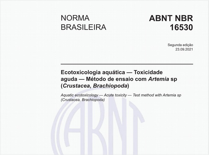 Ecotoxicologia aquática - Toxicidade aguda - Método de ensaio com Artemia sp (Crustacea, Brachiopoda)