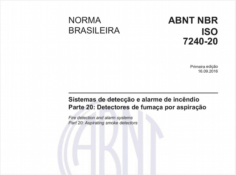 Sistemas de detecção e alarme de incêndio - Parte 20: Detectores de fumaça por aspiração