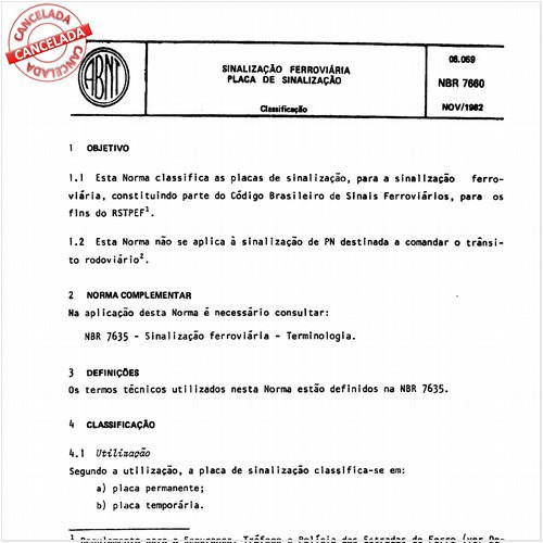Sinalização ferroviária - Placa de sinalização