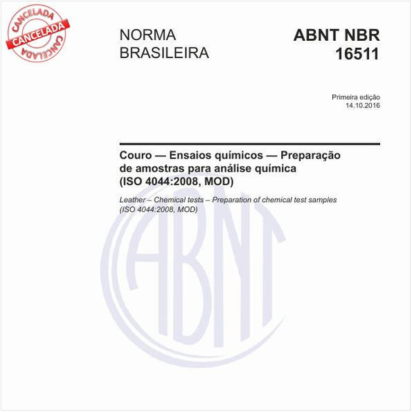 Couro — Ensaios químicos — Preparação de amostras para análise química (ISO 4044:2008, MOD)