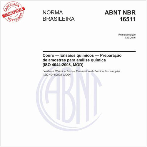 Couro — Ensaios químicos — Preparação de amostras para análise química (ISO 4044:2008, MOD)