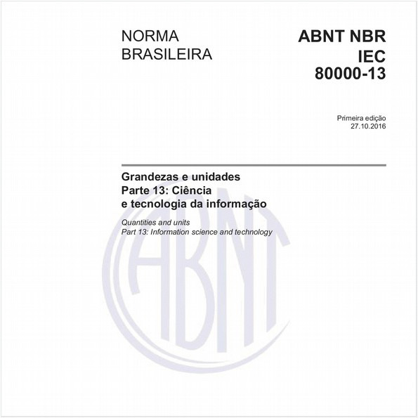 Grandezas e unidades - Parte 13: Ciência e tecnologia da informação