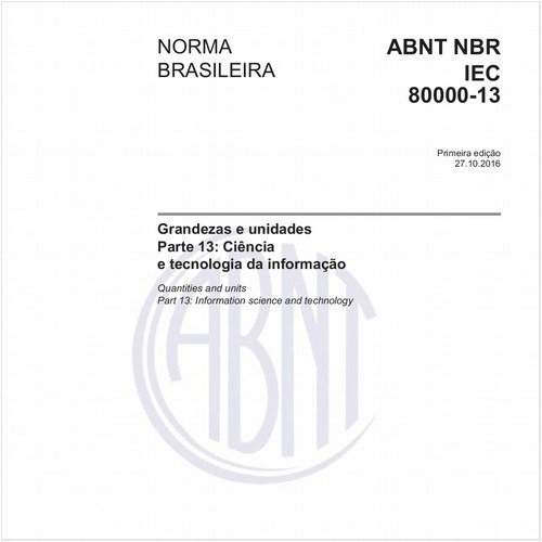 Grandezas e unidades - Parte 13: Ciência e tecnologia da informação