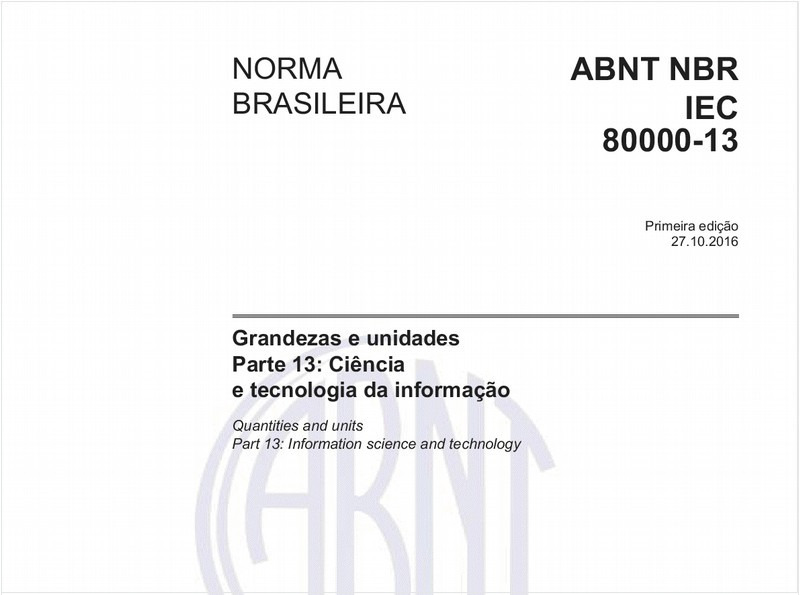 Grandezas e unidades - Parte 13: Ciência e tecnologia da informação