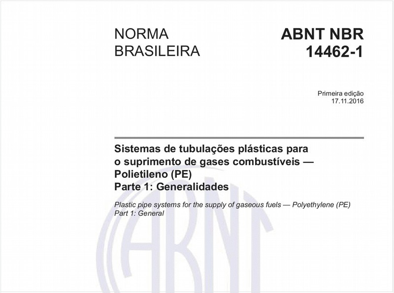 Sistemas de tubulações plásticas para o suprimento de gases combustíveis - Polietileno (PE) - Parte 1: Generalidades