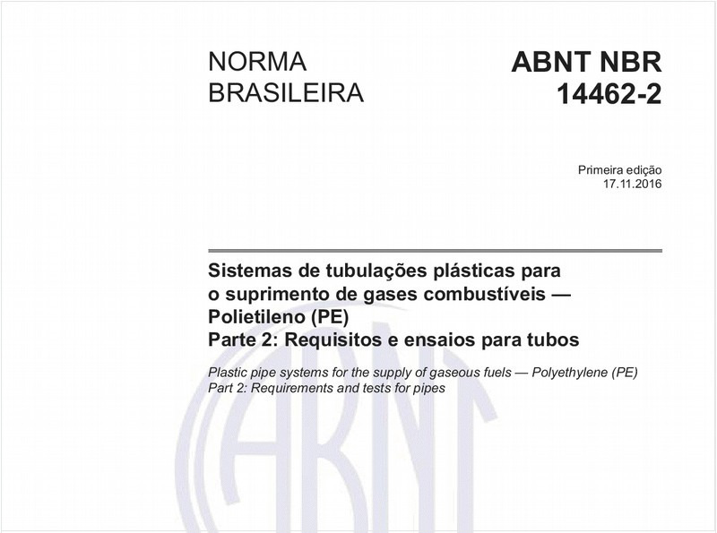 Sistemas de tubulações plásticas para o suprimento de gases combustíveis - Polietileno (PE) - Parte 2: Requisitos e ensaios para tubos