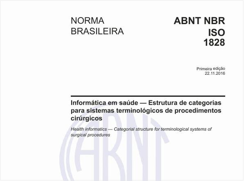 Informática em saúde — Estrutura de categorias para sistemas terminológicos de procedimentos cirúrgicos