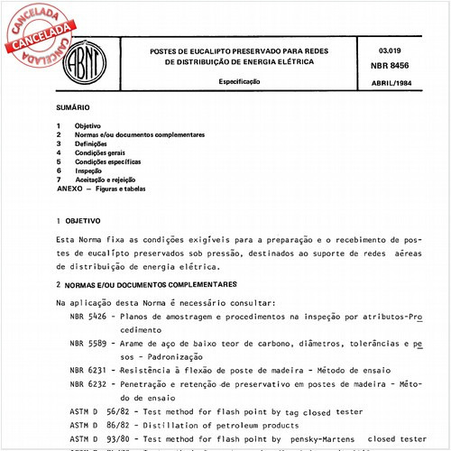 Postes de eucalipto preservado para redes de distribuição de energia elétrica